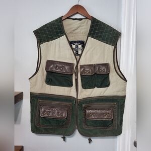 Europe Craft NWOT Vintage Tan Leather Hunting Shooting Vest Men's Size Large